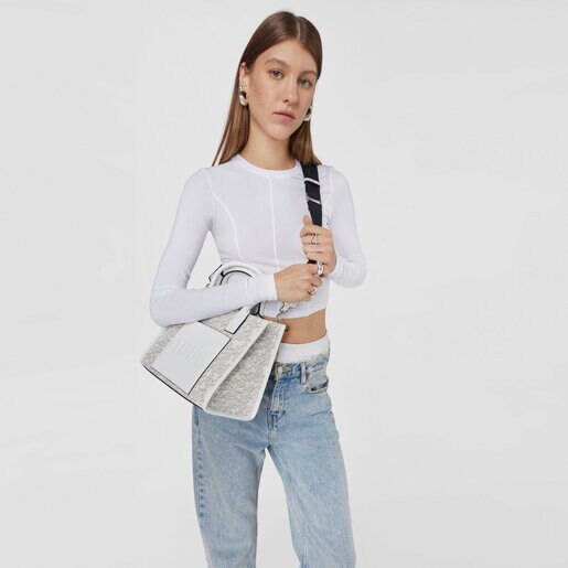 Medium Gray Kaos Mini Evolution Amaya Shopping Bag TOUS