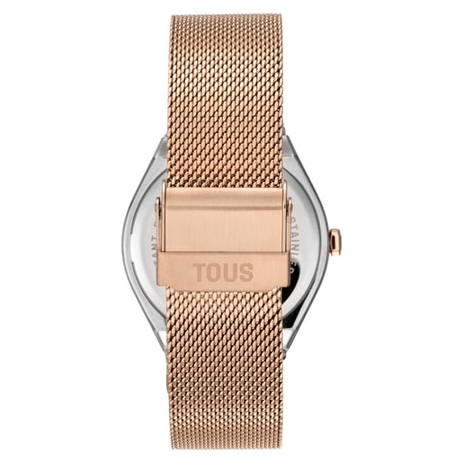 Reloj Anal Gico Con Brazalete De Acero Y Acero Rosa Karat Round Mesh Tous