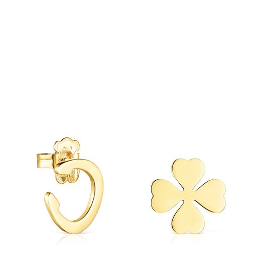 أقراط Good Vibes بأوراق برسيم وحدوة حصان من فيرميل الفضة