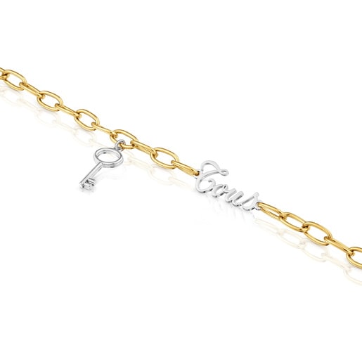 Two-tone steel Chain bracelet with key charm TOUS Charming