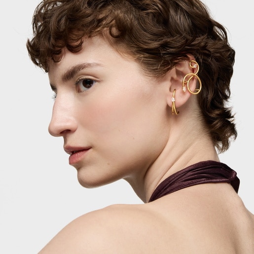 أصفاد أذن حلزونية من الفضة المطلية بالذهب عيار 18 قيراطًا والمرصعة بالماس المُصنع في المختبر من التشكيلة Lio LGD