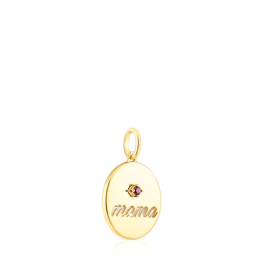 Colgante medalla reversible Mama con baño de oro 18 kt sobre plata, nácar y rodolita TOUS Mama
