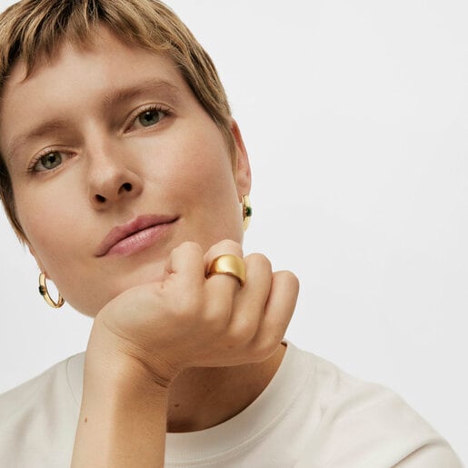 ゴールドコーティングシルバーとマラカイトのラージピアス Icon Color