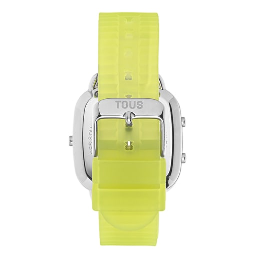 Montre numérique en polycarbonate vert avec bracelet en silicone D-Logo Fresh