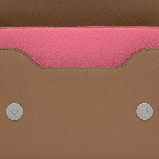 Medium pink and earth-colored Crossbody bag Audree Saffiano