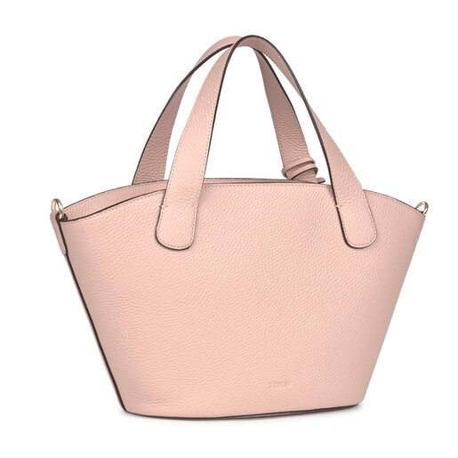 Bolsa shopping pequeño Leissa de Piel en color rosa claro