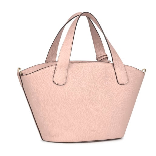 Small pale pink Leather Leissa Shopping bag