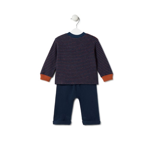 Boys plain and striped outfit in Black navy blue