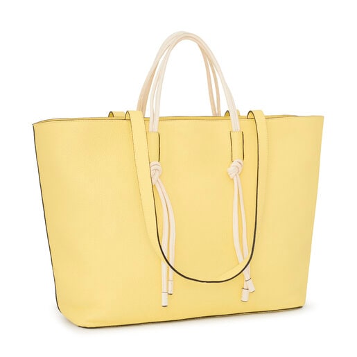 Μεγάλη τσάντα-καλάθι TOUS Lynn από δέρμα σε κίτρινο χρώμα