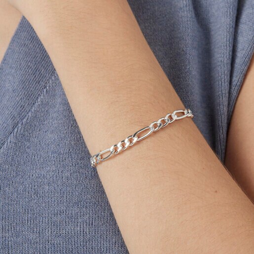 Браслет TOUS Chain из разных гнутых колец из серебра
