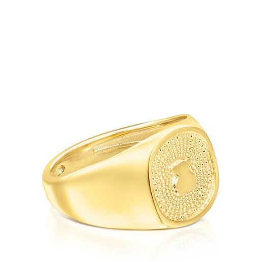 Gold Oursin Signet ring