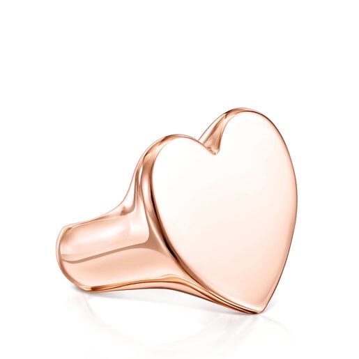 خاتم Sweet Dolls حجم كبير جدًا على شكل قلب من فيرميل الفضة الوردية
