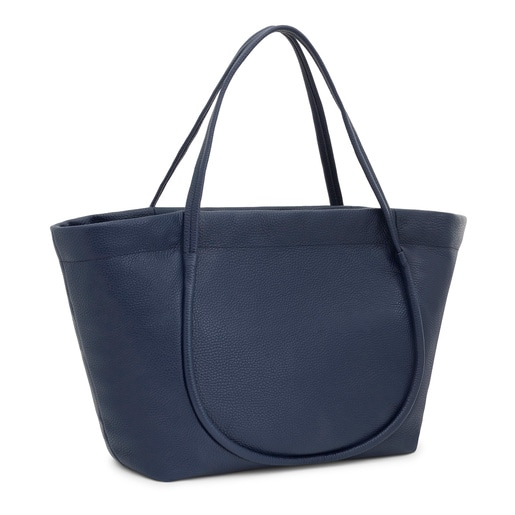 Navy blue leather tote hotsell