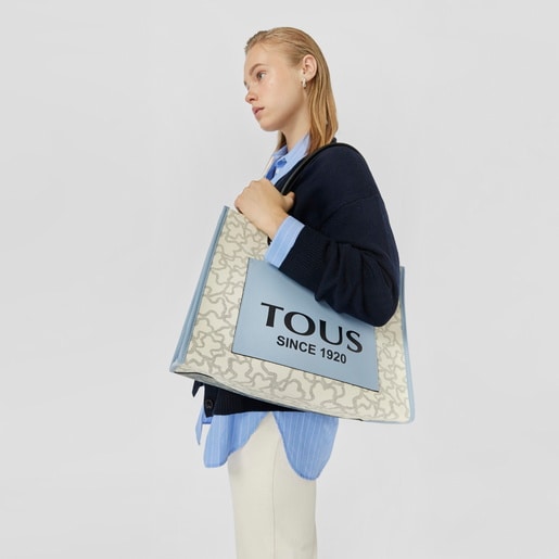 Large beige and blue Amaya Kaos Icon Shopping bag
