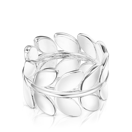 Silver Fragile Nature laurel leaf Ring | TOUS