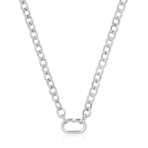 Collana a catena in argento con anello Hold Oval