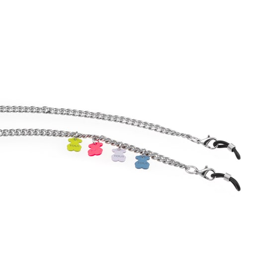 Silver-colored Bears Chain Mask and glasses chain