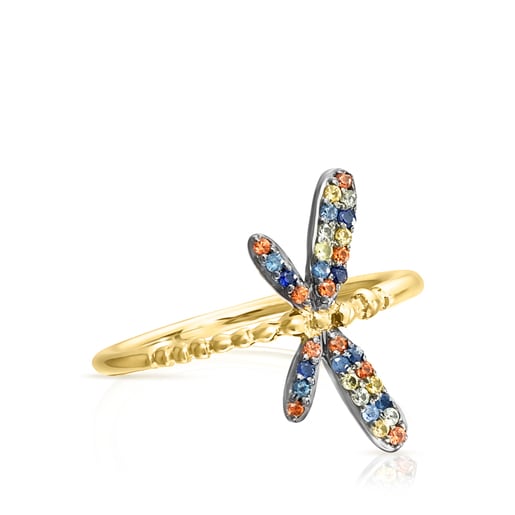 Silver Vermeil Real Mix Bera Ring with Sapphires