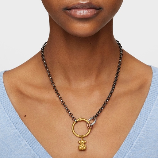Hold necklace in Dark Silver with Silver Vermeil, Rose Silver Vermeil and Silver