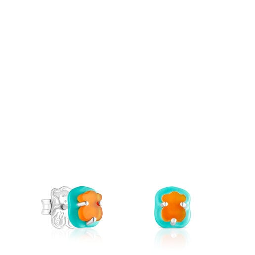 Pendientes de plata, cornalina y esmalte TOUS Vibrant Colors