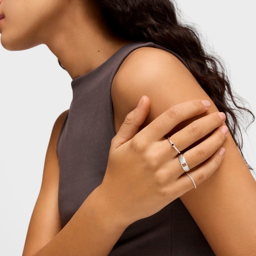 Confezione di anelli in argento e spinello con motivi di orsi Ring Mix