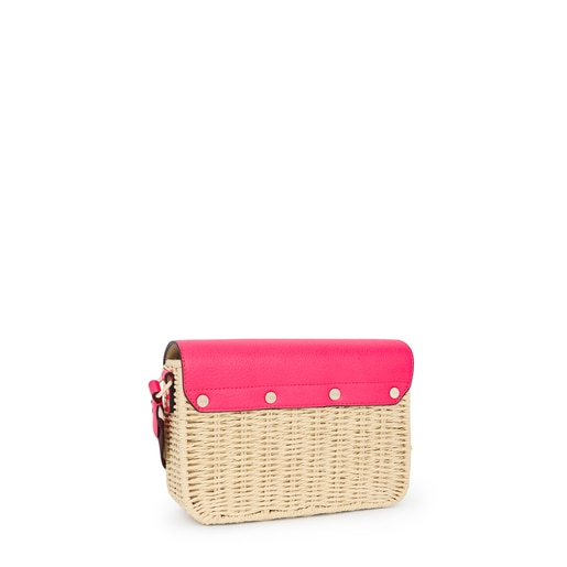 Fluorescent pink raffia TOUS Legacy Summer Crossbody bag