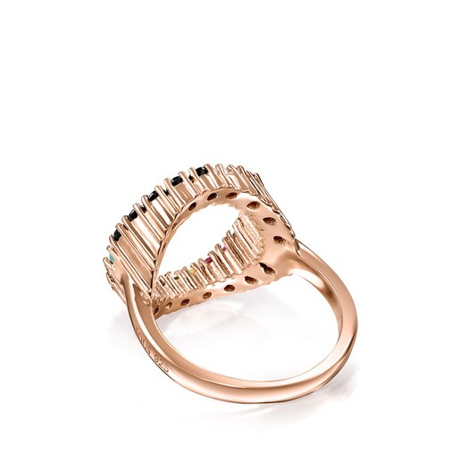 Δαχτυλίδι-κύκλος Straight από Ροζ Χρυσό Vermeil με Πολύτιμους Λίθους