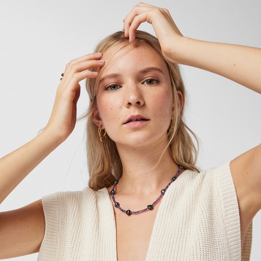 Колье из аметиста TOUS Color с серым жемчугом