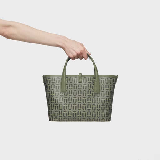 Tous - Mittelgroße Wendbare Tote Bag Double Way Manifesto In Khaki - Baumwolle/Recycled Polyester