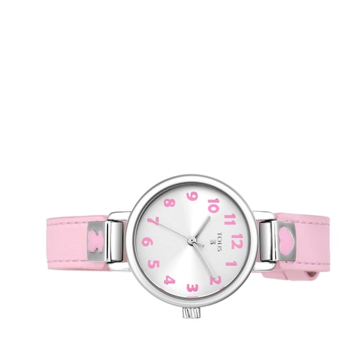 Steel Dream Watch with pink leather strap