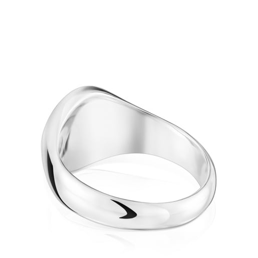 Anillo sello de plata envejecida motivo redondo TOUS Man