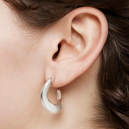 Boucles d’oreilles anneaux ovales en argent Galia Basics