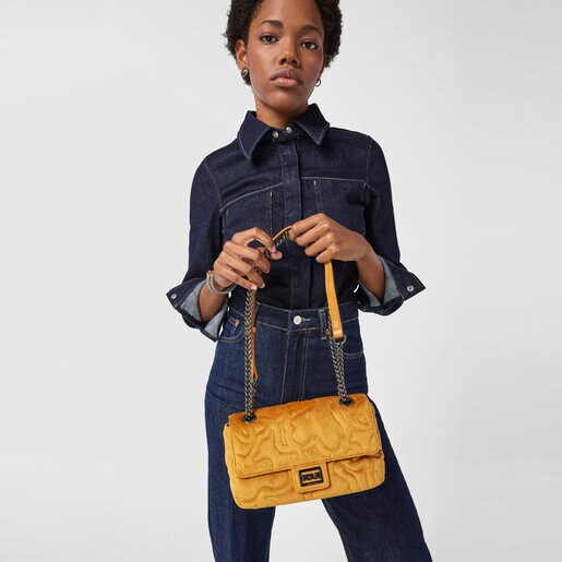 Medium mustard Kaos Dream Velvet shoulder bag with flap