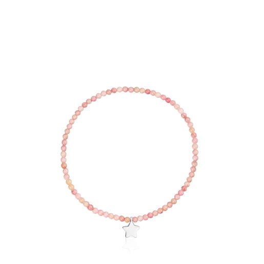 Elastic Bracelet with pink opal and silver star TOUS Motifs