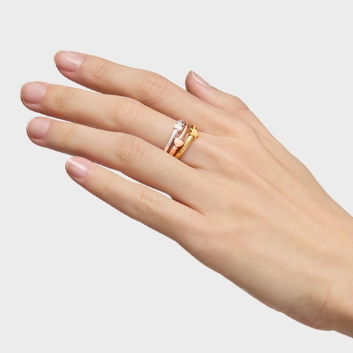 Silver, Silver Vermeil and rose Silver Vermeil TOUS Ring Mix motifs Rings set