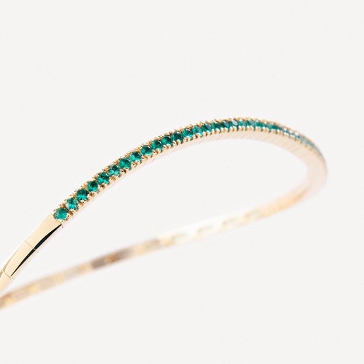 Pulsera abierta de oro con esmeraldas TOUS ATELIER