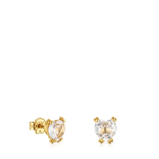 Gold and rock crystal quartz Earrings Color Pills