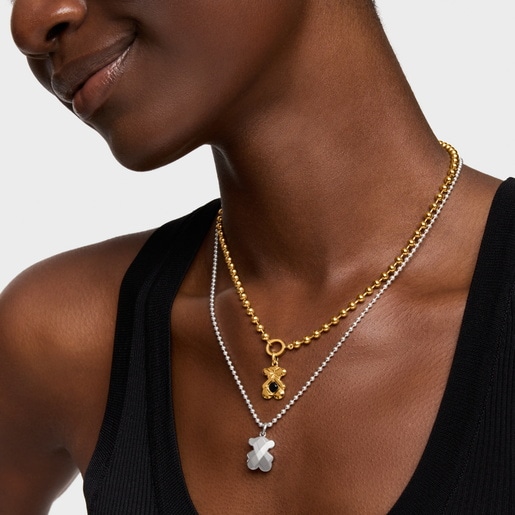 Dije con baño de oro 18 kt sobre plata y ónix TOUS Sweet 40s