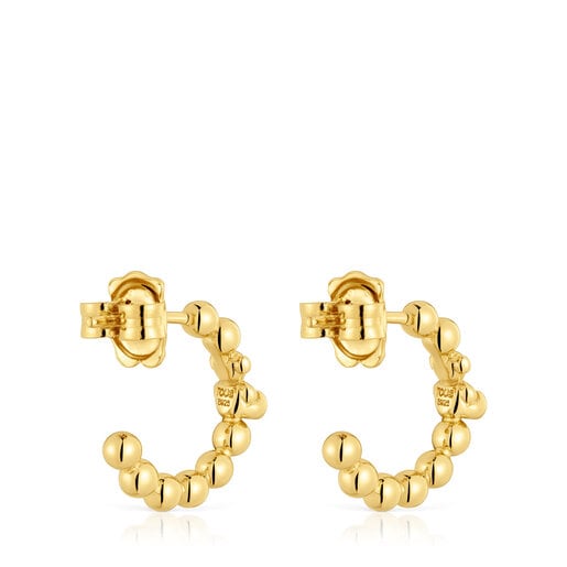 Hoop earrings with 18kt gold plating over silver and bear motif Gloss