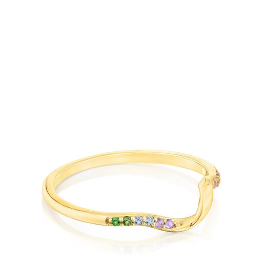 Zlatý Špirálový prsteň s drahokamami TOUS St. Tropez