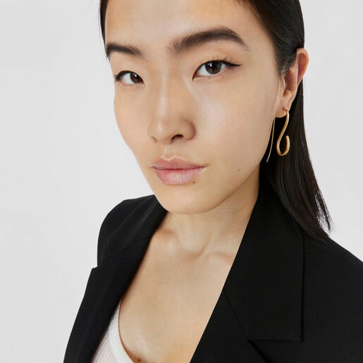 Long silver vermeil Bent Earrings