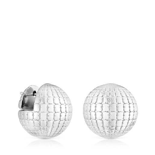 Silver St. Tropez Disco bear ball Earrings 20 mm