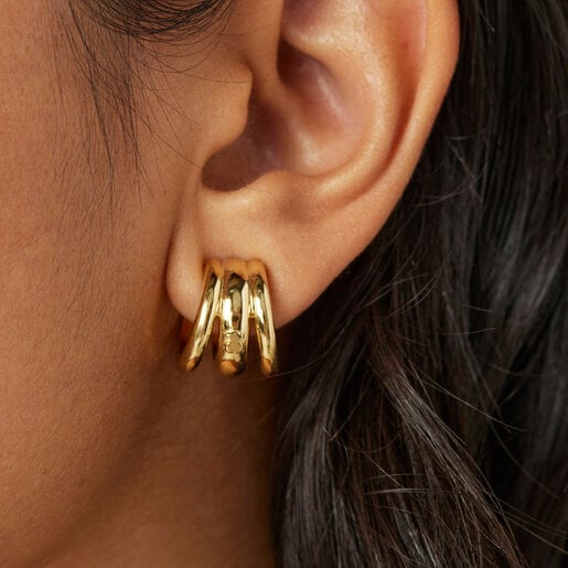 Boucles d’oreilles triple anneau TOUS Fellow en argent vermeil