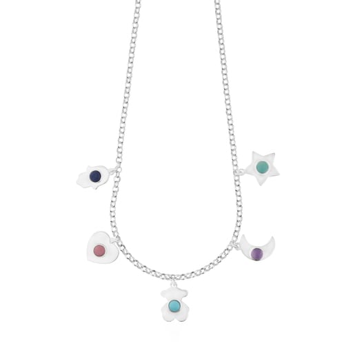 Silver Super Power Necklace with Gemstones