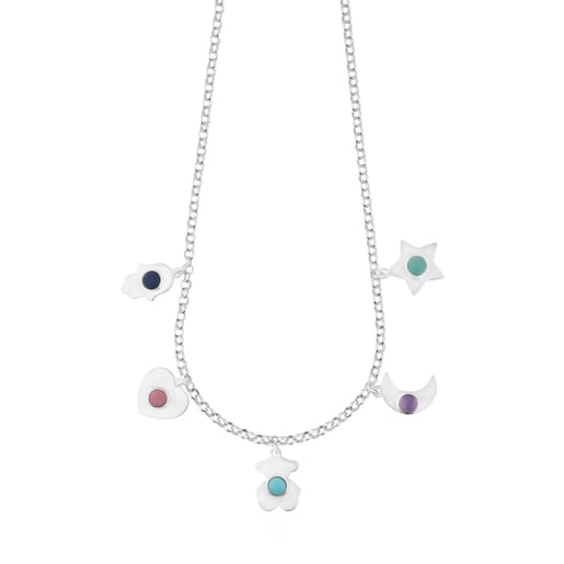 Silver Super Power Necklace with Gemstones | TOUS