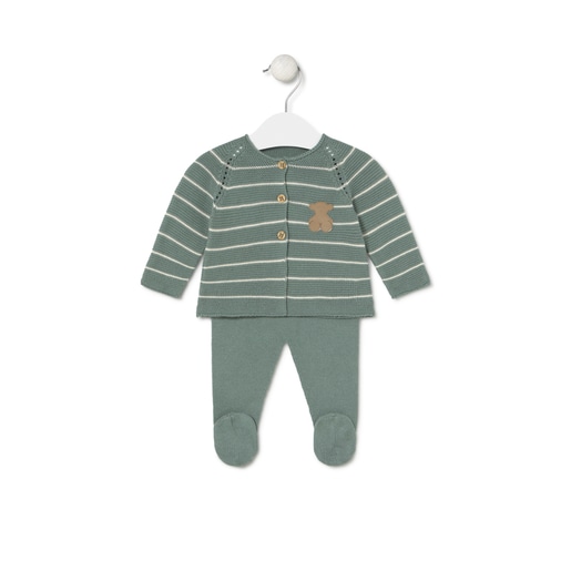 Knitted baby set in Tricot mist stripes