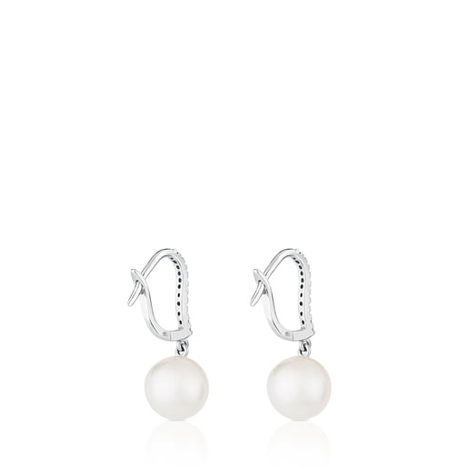 Pendientes de oro blanco con diamantes y perla Les Classiques