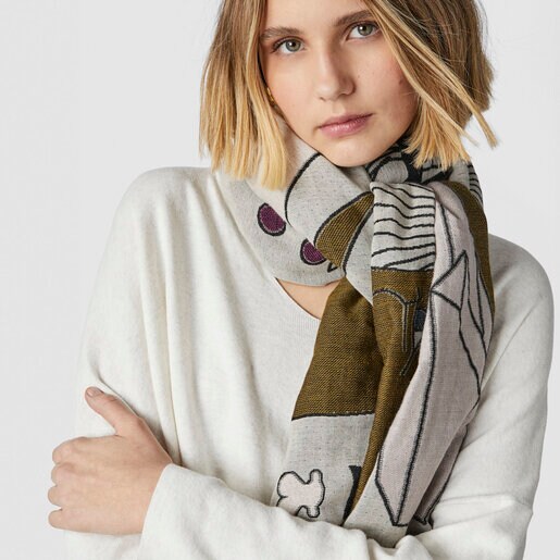 Foulard de jacquard beige TOUS Magic Nature