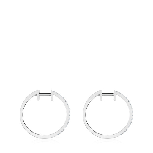 Short hoop Earrings in white gold with 14.5 mm diamonds Les Classiques