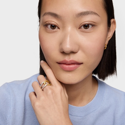 リング  Hav  バイカラー  　イエローゴールドコーティング　シルバー　